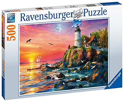 Ravensburger Puzzle, Faro al Atardecer, Puzzle 500 Piezas, Puzzle Adultos, Rompecabeza Adultos de Calidad