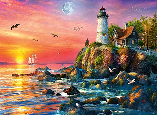 Ravensburger Puzzle, Faro al Atardecer, Puzzle 500 Piezas, Puzzle Adultos, Rompecabeza Adultos de Calidad