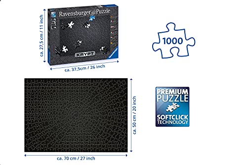 Ravensburger Puzzle, Puzzle 736 Piezas, Krypt Black, Puzzles para Adultos, Puzzle Monocromo Espiral, Rompecabezas Ravensburger de Alta Calidad