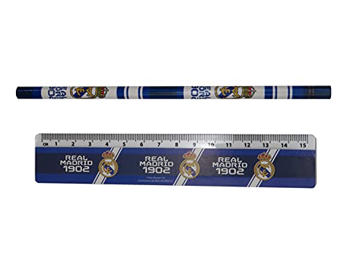 Real Madrid Portatodo con Material Escolar Estuches portaflautas, Unisex niños, Blanco, Estándar