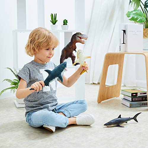 RECUR Juguete tiburón Blanco Colección de Figuras de tiburón de plástico pintadas a Mano de 10.2 Pulgadas Realistic Ocean Marin Life Shark Replica, Ideal para coleccionistas, a Partir de 3 años