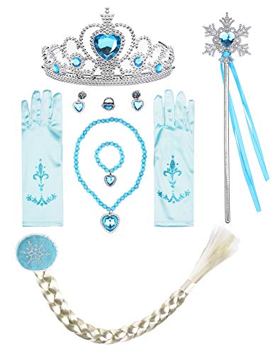 ReliBeauty Disfraz de niña Disfraz de Copo de Nieve de Lentejuelas Plisadas de Manga Larga Frozen Princess Elsa,con accessori (3-4)