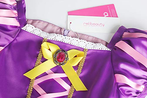 ReliBeauty Las niñas Visten Traje de Princesa con Mangas hinchadas,con Accesorios (10) 140