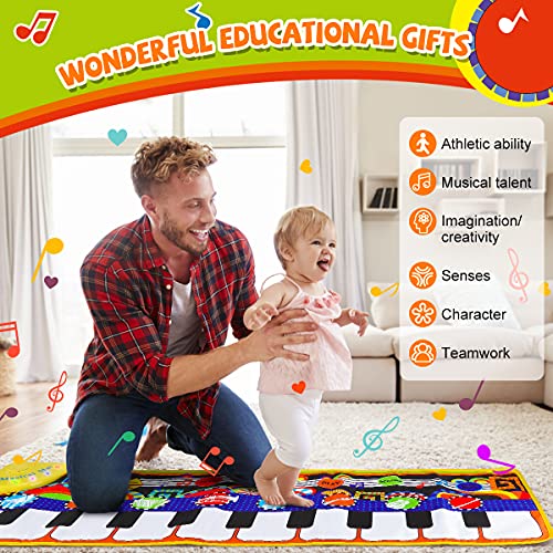 RenFox Alfombra de Piano, Alfombra Musical de Teclado, 5 Modes & 8 Sounds Touch Juego Musical para niños Regalo(110 * 36 cm)