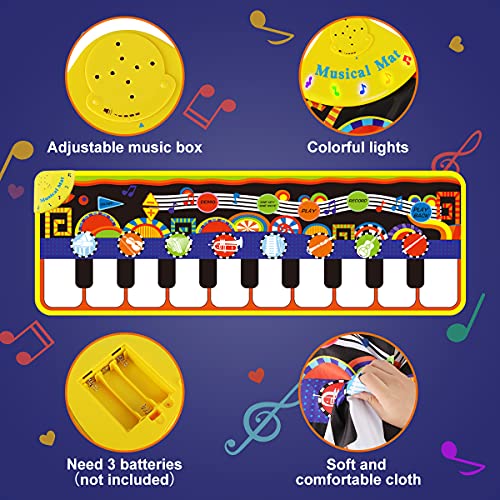 RenFox Alfombra de Piano, Alfombra Musical de Teclado, 5 Modes & 8 Sounds Touch Juego Musical para niños Regalo(110 * 36 cm)