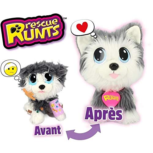 Rescue Runts - Peluche de Husky para niños, Juguete Veterinario, Gris, Blanco, a Partir de 3 años