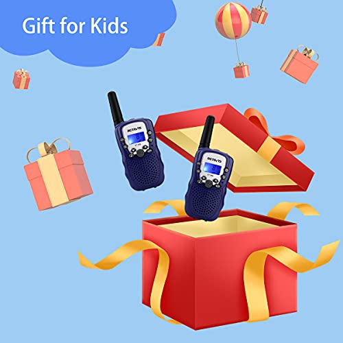 Retevis RT388 Walkie Talkie Niño, 8 Canales Linterna VOX, Juguetes de 3 a 12 Años, Regalos para Niño en Vacaciones, Juegos Familiares, Recorridos en Bicicleta, Excursión(1 par, Azul Oscuro)