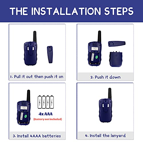 Retevis RT388 Walkie Talkie Niño, 8 Canales Linterna VOX, Juguetes de 3 a 12 Años, Regalos para Niño en Vacaciones, Juegos Familiares, Recorridos en Bicicleta, Excursión(1 par, Azul Oscuro)