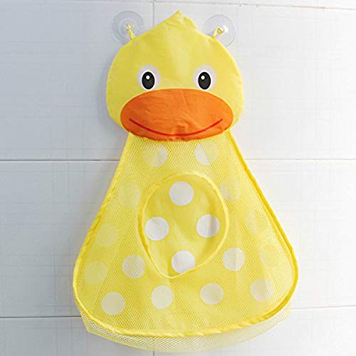 RETTI Organizador de juguetes para el baño, para guardar juguetes para niños pequeños, bolsa de almacenamiento para juguetes de baño, secado rápido, con 2 ventosas fuertes, pato