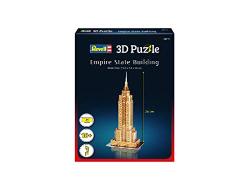 Revell 3D Puzzle- Empire State Building, el Rascacielos, un hito de Nueva York Descubre el Mundo en 3D, diversión para jóvenes y Mayores, Color Coloreado (119)