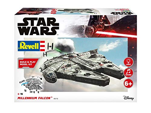 Revell Build & Play 06778 Millennium Falcon, 1:164 Star Wars Modellbausatz für Einsteiger zum Stecken und Spielen, Mehrfarbig