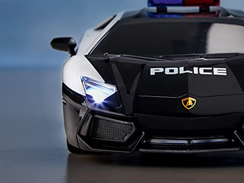 Revell- RC Scale Car Lamborghini Aventador Police, Mando a distancia GHz para diestros / zurdos, iluminación frontal, 1:24, 19,9 cm Coche teledirigido, Negro (24663)