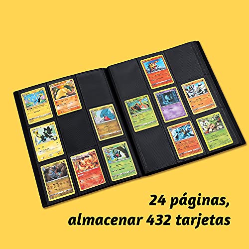 Revspoir 432 Bolsillos Álbumes para Cartas - 24 Paginas, Impermeable Album para Pokemon, Correa Elástica Evita la Tarjeta se Caiga