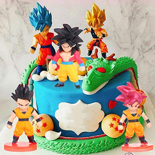 REYOKG Dragon Ball Cake Topper Pastel Decoración Suministros 8Pcs Goku Figures Toy Dragon Ball Juguetes Muñeca Hecha a Mano Muñeca Decoración para niños Animales Juguetes Set