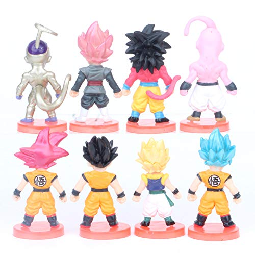 REYOKG Dragon Ball Cake Topper Pastel Decoración Suministros 8Pcs Goku Figures Toy Dragon Ball Juguetes Muñeca Hecha a Mano Muñeca Decoración para niños Animales Juguetes Set