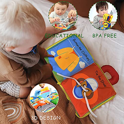 Richgv Libro Blando para Bebés Libro Tela Soft bebés Libros Actividades 3D para Infantes Juguetes sensoriales interactivos para niños para Aprender Habilidad para la Vida y Identificar juguete 0 meses