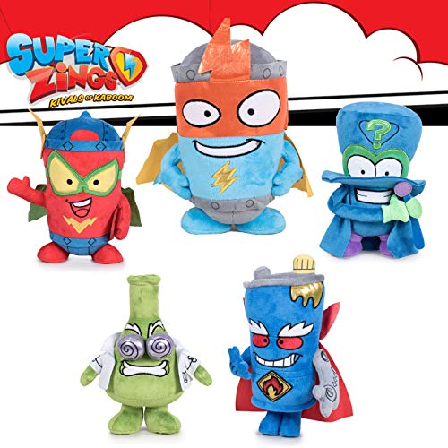 Rivals of Kaboom Peluche Superzings Surtido 5 Personajes Kid Kazoom Enigma Mr King Professor K Kid Fury Peluche Original Niño Play by Play 27cm