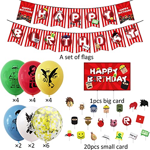 Roblox Decoración para Fiestas de Videojuegos Happy Birthday Gaming Banner Temática Roblox Dibujos Animados para Niños Adultos Fans