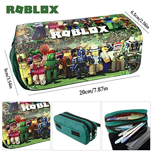 Roblox Estuche Escolar de Gran Capacidad, Bolsa de Lápiz Portable Estuche Organizador de Material Papelería con Cremallera Doble para Estudiantes en Escuela y Empleados en Oficina