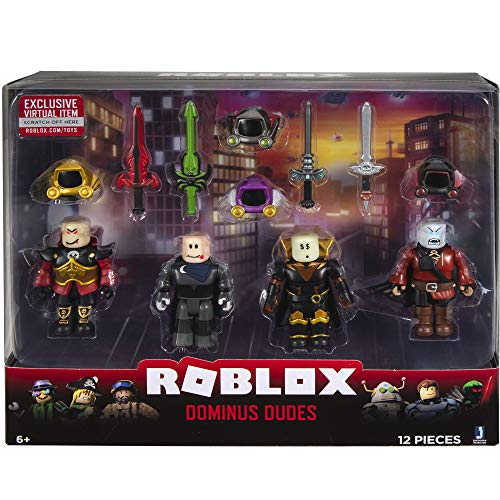 Roblox ROB0306 Dominus Dudes Paquete de Cuatro Figuras [Incluye artículo Virtual Exclusivo]