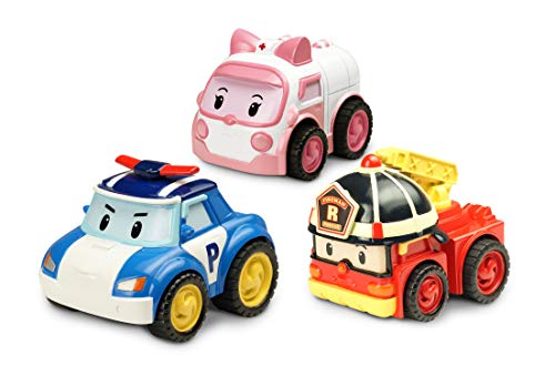 Robocar Poli Coches de Juguete de fricción-Pack 3 héroes Poli, Roy y Amber fieles a la Serie, Desde 3 años, Multicolor (Silverlit 54281)