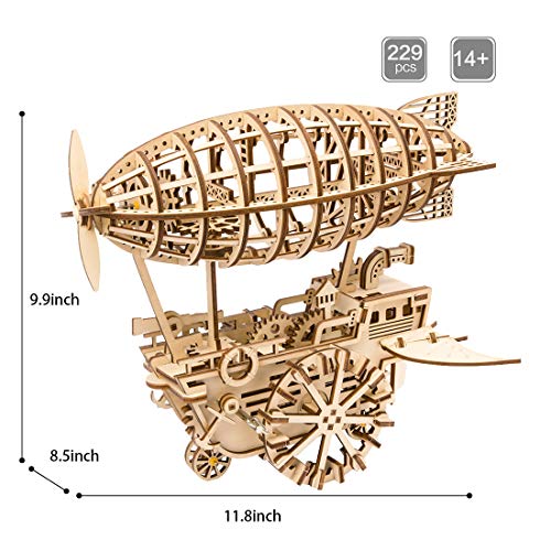 Robotime Rompecabezas de Madera 3D Cortado con láser - Kits de Modelo autopropulsados - Juego de construcción mecánica - Rompecabezas para niños, Adolescentes y Adultos (Air Vehicle)