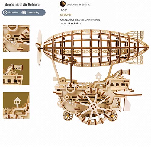 Robotime Rompecabezas de Madera 3D Cortado con láser - Kits de Modelo autopropulsados - Juego de construcción mecánica - Rompecabezas para niños, Adolescentes y Adultos (Air Vehicle)