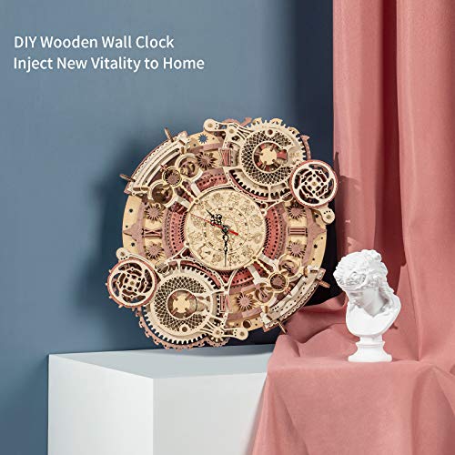 ROKR Rompecabezas Puzzles 3D Zodíaco pared Reloj para Adultos Niños Mayores de 14 Años Maquetas de Madera para Construir Regalos de Decoración Retro 168 Teilen, Zodiac Wall Clock