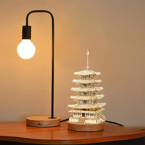 Rolife Madera Puzzle 3D Torre Pagoda de cinco pisos Maquetas para Montar para Construir Adultos Niñas Gatto fortunato, Five-storied Pagoda