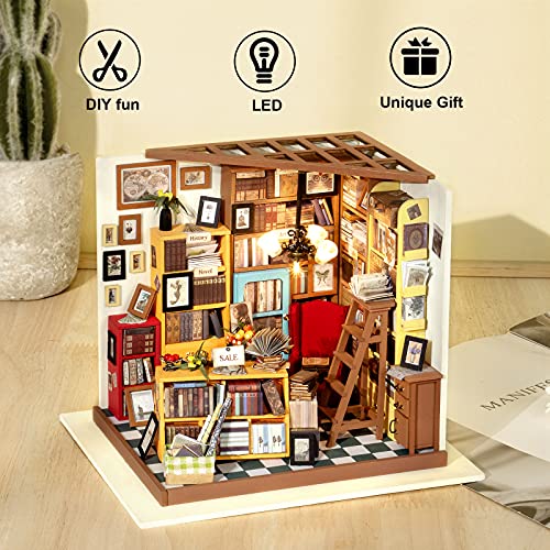 Rolife Miniature Dollhouse Kit DIY Biblioteca de Madera Modelo de casa para niñas y niños niños 14 15 16 17 años de Edad hasta(Sam's Study)