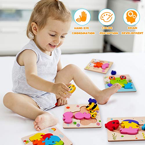 Rolimate Puzzles de Madera Juguetes Bebes, De Madera Rompecabezas Set Montessori Juguete 3 4 5+ años, Habilidad motora Fina Juego de Regalo Educativo Preescolar de Aprendizaje temprano para niños