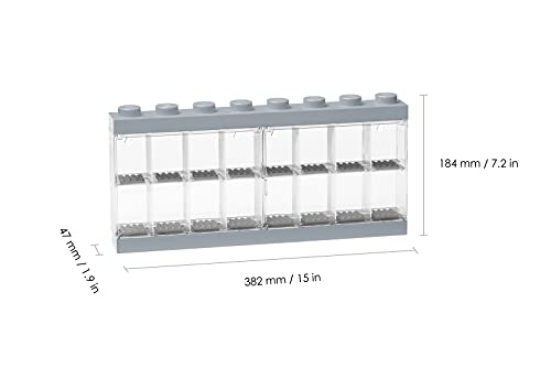 Room Copenhagen Caja expositora para 16 Minifiguras de Lego, Contenedor apilable para Pared o Escritorio, Gris, Grande