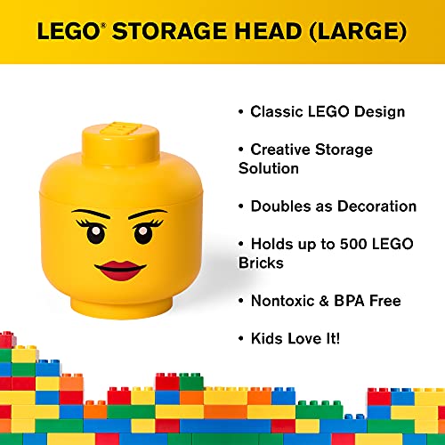 Room Copenhagen Emblemática Cabeza de almacenaje Grande de Lego, Caja de almacenaje apilable, 8,5 l, Amarilla, Niña