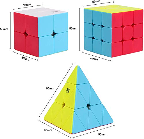 ROXENDA Cubos de Velocidad, Speed Cube Set de 2x2 3x3 Pirámide Stckerless, Sólido Duraderos & Colores Vívidos, Giro Fácil & Juego Suave para Principiantes y Pro