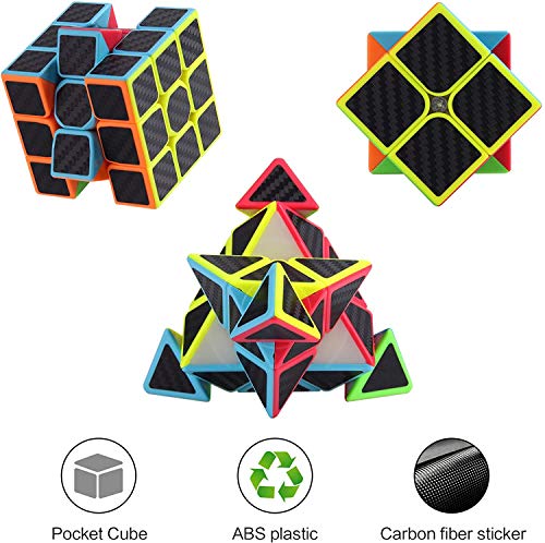 ROXENDA Speed Cube Set, Cubos de Velocidad de 2x2 3x3 Pirámide, Super-Durable con Colores Vivos, Giro Fácil y Juego Suave