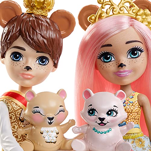 Royal Enchantimals Bonita Bear y Bannon Bear Pack 2 muñecos oso con mascotas, accesorios y ropa de gala (Mattel GYJ07)