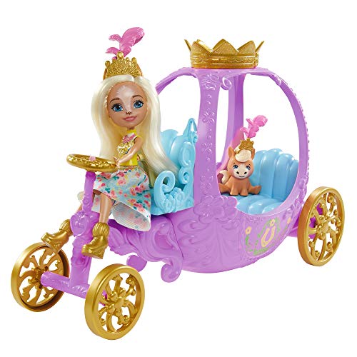 Royal Enchantimals Muñeca pony con carruaje real, mascota y accesorios de juguete (Mattel GYJ16)