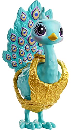 Royal Enchantimals Reina Paradise y Rainbow, muñeca pavo real con mascota de juguete (Mattel GYJ14)