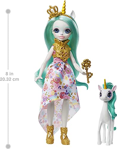 Royal Enchantimals Reina Unity y Stepper, muñeca unicornio con mascota articulada de juguete (Mattel GYJ13)