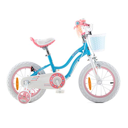 RoyalBaby Bicicleta de Niño niña Stargirl Ruedas auxiliares Bicicletas Infantiles Bicicleta para niños 14 Pulgadas Azul