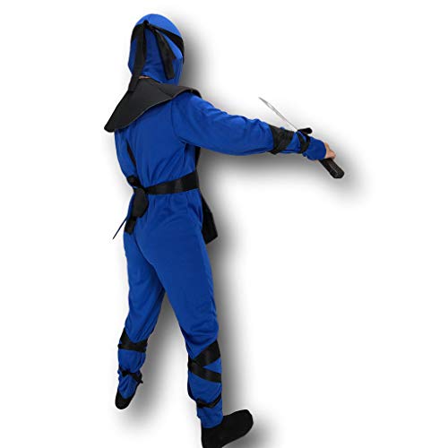 Rubber Johnnies Disfraz de ninja de neón azul, para niños, 3 tamaños, 6-8 años