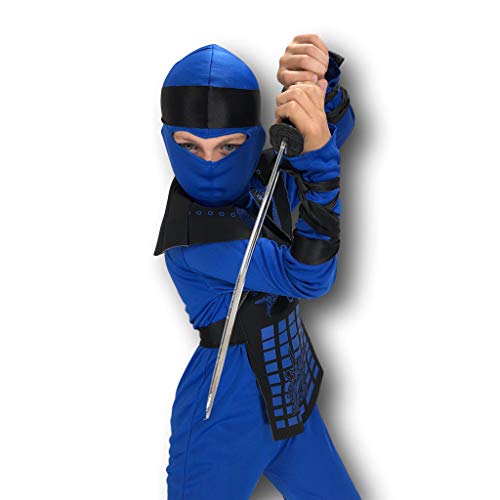 Rubber Johnnies Disfraz de ninja de neón azul, para niños, 3 tamaños, 6-8 años