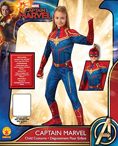 Rubie's- Captain Marvel Economy Hero Disfraz Infantil, Multicolor, L (8-10 años) (700594L)