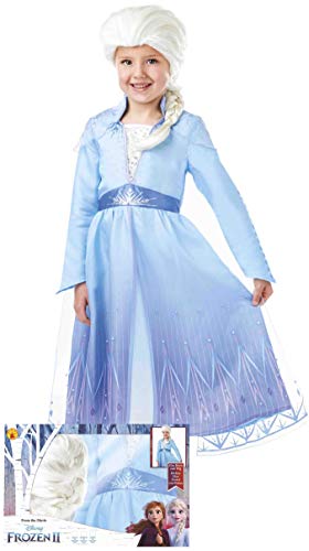 Rubies- Disfraz de Elsa de Frozen 2 con Peluca para niñas 7-8 años Disney, Color, (Rubie'S Spain, S.L. 300631-L)