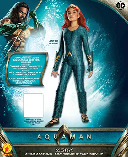 Rubie's Disfraz oficial de DC Aquaman The Movie, Mera Girls Deluxe – Pequeña edad 3-4 años, multicolor, small (641366_S)