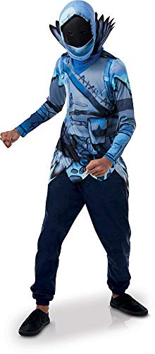 Rubie's- Official Fortnite Frozen Raven Costume Kit-Top & Mask Disfraz, Multicolor, talla única (300538NS)