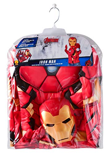 Rubies- Rubie'S Official Marvel Disfraz, Pecho Musculoso Iron Man con Accesorios, Infantil, Talla M Avengers, Liso, Color Amarillo, Rojo, Normal (G40228)