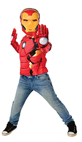 Rubies- Rubie'S Official Marvel Disfraz, Pecho Musculoso Iron Man con Accesorios, Infantil, Talla M Avengers, Liso, Color Amarillo, Rojo, Normal (G40228)