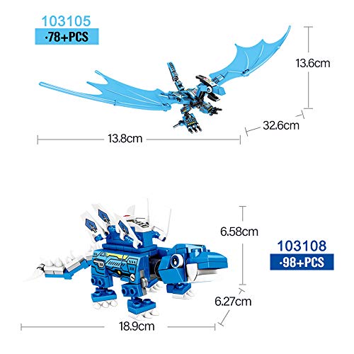 RuiDaXiang Bloque de construcción de Robot de Dinosaurio Juguete,6 en 1 Transformando Dinosaurios Guerrero Mech,Modular DIY Juguete para niños de 6-12 años niños niñas(649pcs)