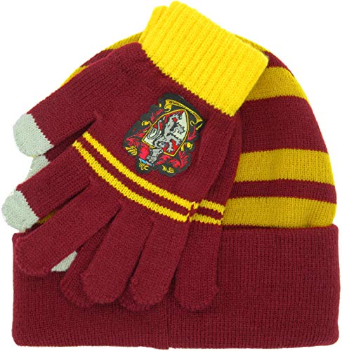 Sabor Gorro y Guantes Harry Potter Completos Tamaño Adulto Casa de Gryffindor Original 100% Oficial Escuela de Magia Hogwarts